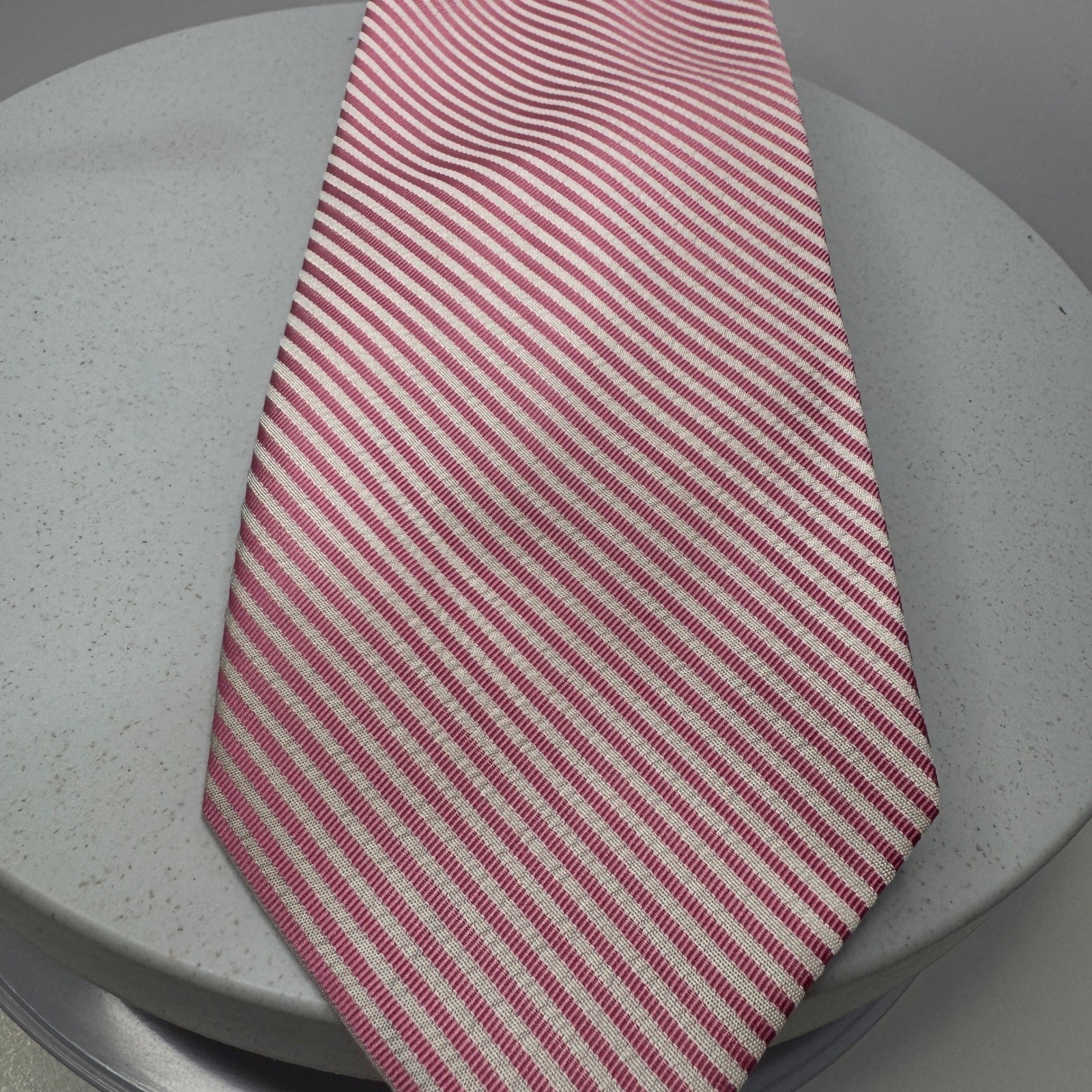 Saddlebred Mens Pink White Diagonal Stripe Classic Necktie One Size